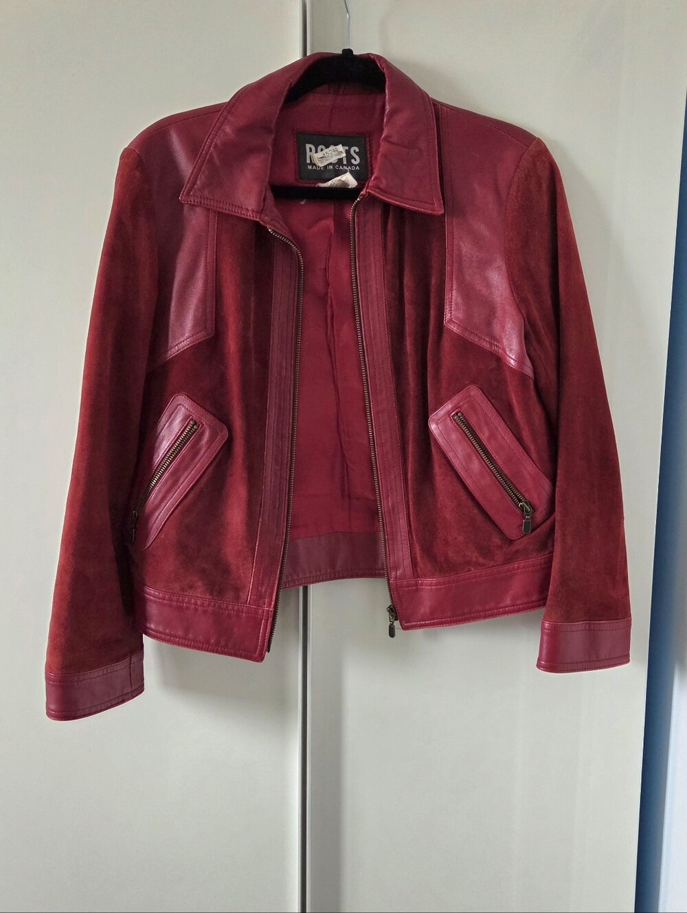 Vintage Roots Women’s Burgundy Leather & Suede Jacket 10